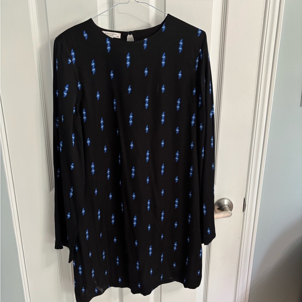 Equipment Dress with Blue Lightning Bolt Print